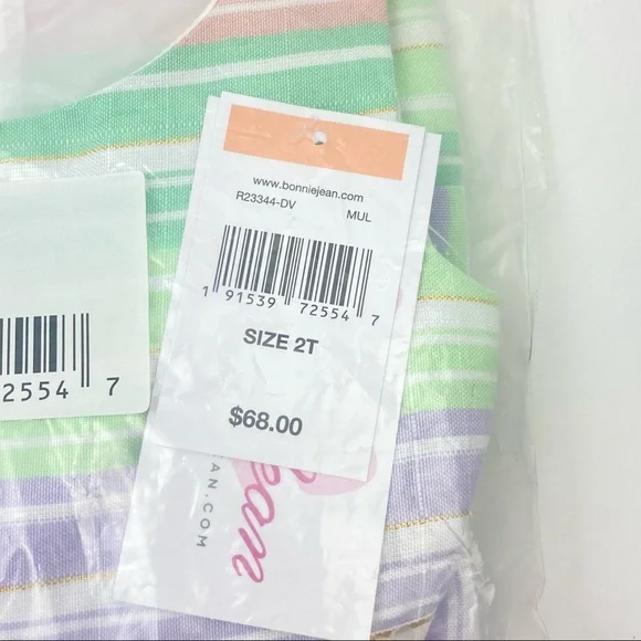BONNIE JEAN Toddler Little Girls Striped Linen Spring Dress NWT - Picture 9 of 12